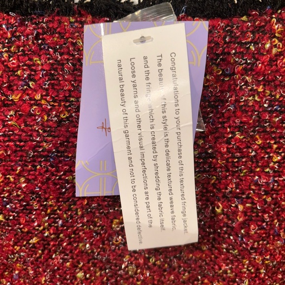 Hot in Hollywood Red Tweed Boxy Jacket with Black Trim - Picture 8 of 9